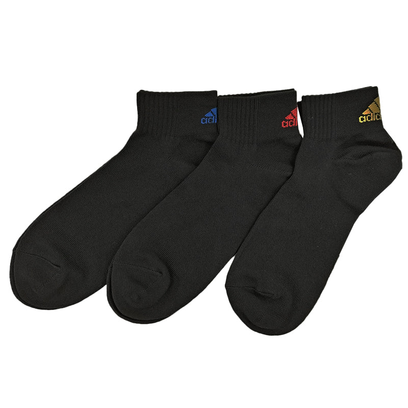 靴下 ショート ソックス メンズ 男子 adidas 3足組 24-26 26-28cm 中学生 高校生 黒 男性 くるぶし くつ下 ワンポイント 丈夫 スポーツソックス 黒 グレー 杢 (在庫限り)
