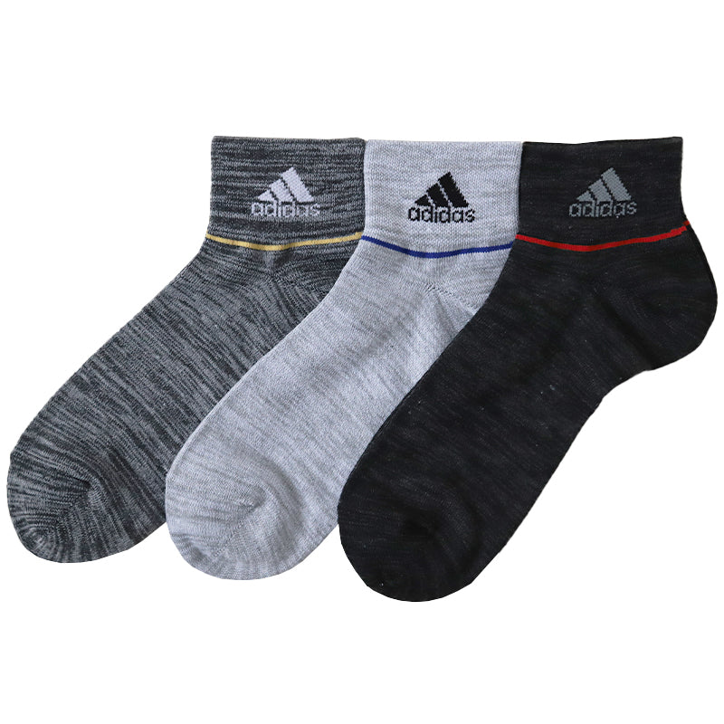 靴下 ショート ソックス メンズ 男子 adidas 3足組 24-26 26-28cm 中学生 高校生 黒 男性 くるぶし くつ下 ワンポイント 丈夫 スポーツソックス 黒 グレー 杢 (在庫限り)