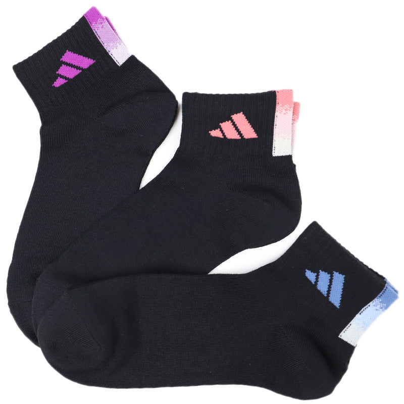 アディダス 靴下 レディース ショートソックス 女子 adidas 中学生 高校生 3足組 23-25cm 3足セット くるぶし スニーカー くつ下 ワンポイント 丈夫 スポーツソックス 迷彩 (在庫限り)
