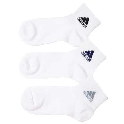 靴下 キッズ 子供用 ショートソックス 3足組 adidas 19-21cm～23-25cm ソックス 子ども ジュニア ワンポイント 丈夫 スポーツソックス