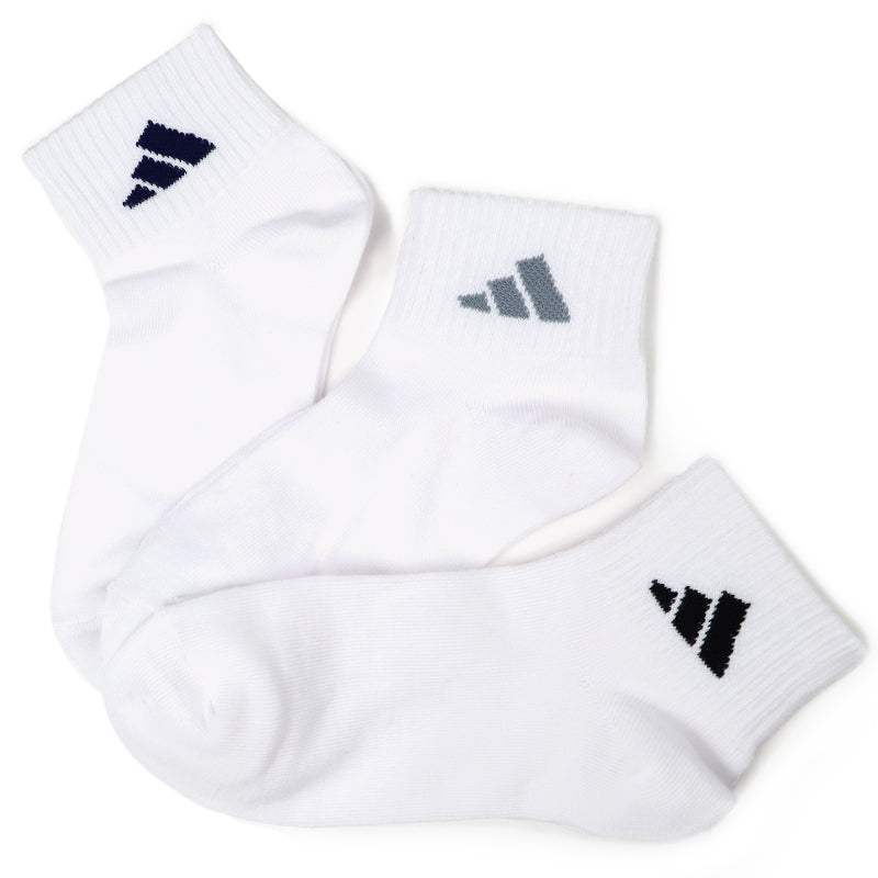 靴下 キッズ 子供用 ショートソックス 3足組 adidas 19-21cm～23-25cm ソックス 子ども ジュニア ワンポイント 丈夫 スポーツソックス (在庫限り)