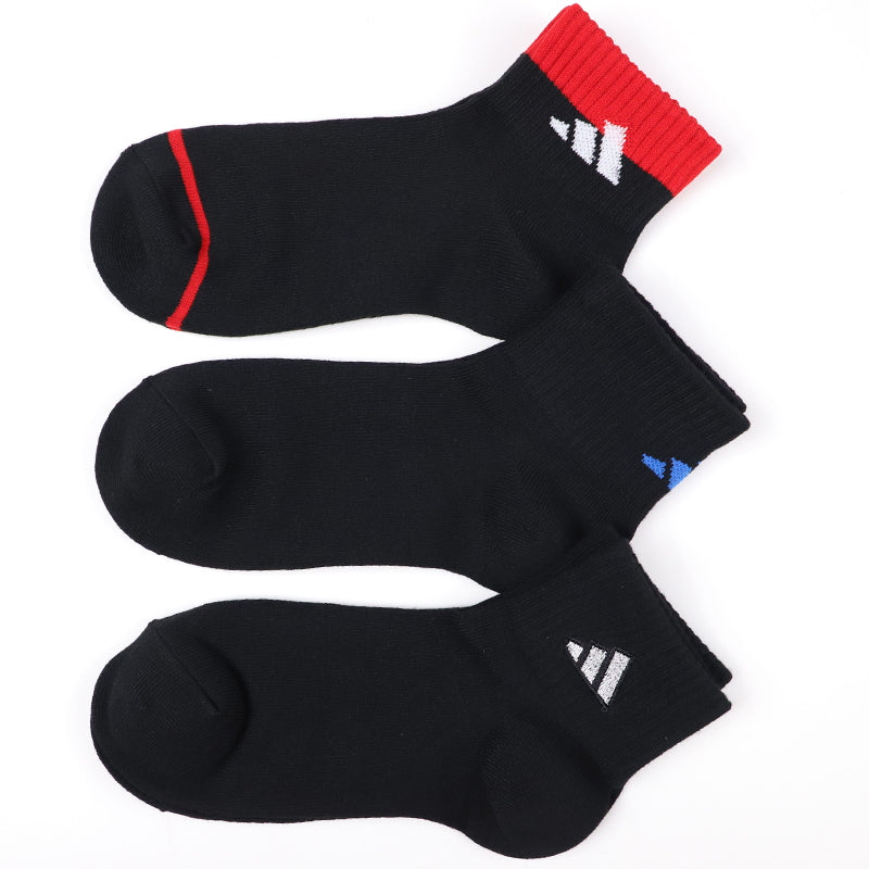 靴下 キッズ 子供用 ショートソックス 3足組 adidas 19-21cm～23-25cm ソックス 子ども ジュニア ワンポイント 丈夫 スポーツソックス (在庫限り)