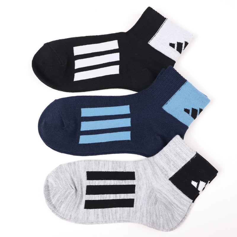 靴下 キッズ 子供用 ショートソックス 3足組 adidas 19-21cm～23-25cm ソックス 子ども ジュニア ワンポイント 丈夫 スポーツソックス (在庫限り)