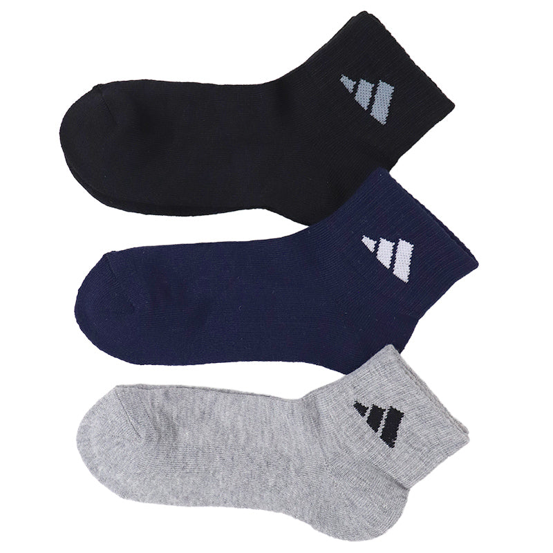 靴下 キッズ 子供用 ショートソックス 3足組 adidas 19-21cm～23-25cm ソックス 子ども ジュニア ワンポイント 丈夫 スポーツソックス