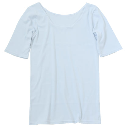 綿 シャツ 5分袖シャツ 綿100% インナー 福助 満足 M～LL レディース 下着 綿 白 黒 インナーシャツ 無地 肌着