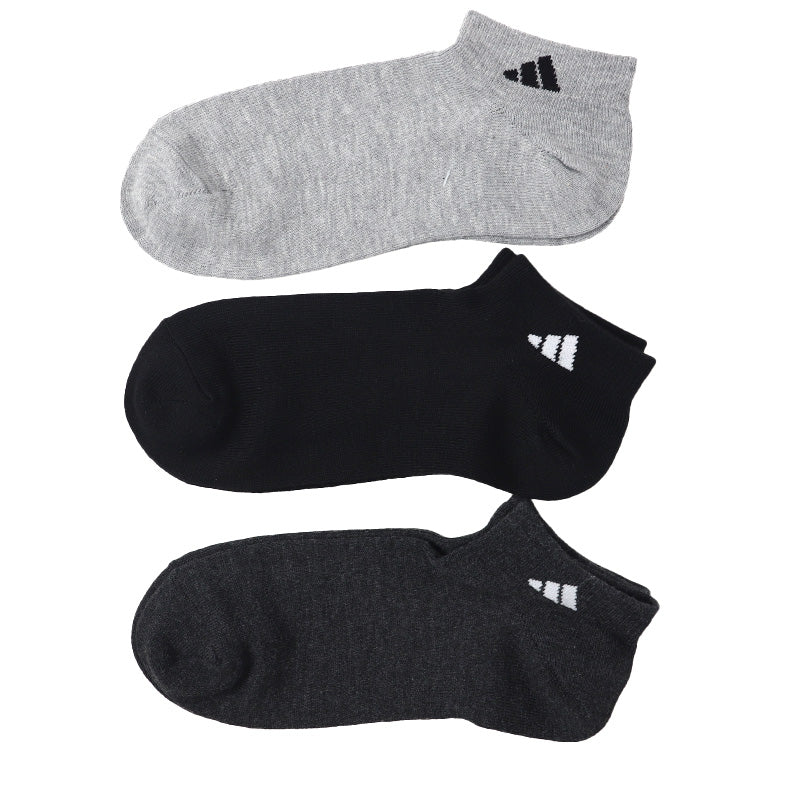 靴下 メンズ 男性 ショートソックス 3足組 adidas 24-26～28-30cm スニーカーソックス くつ下 ワンポイント 丈夫 スポーツソックス くるぶし丈 白 グレー 黒 くつした ハイカット スクール アディダス