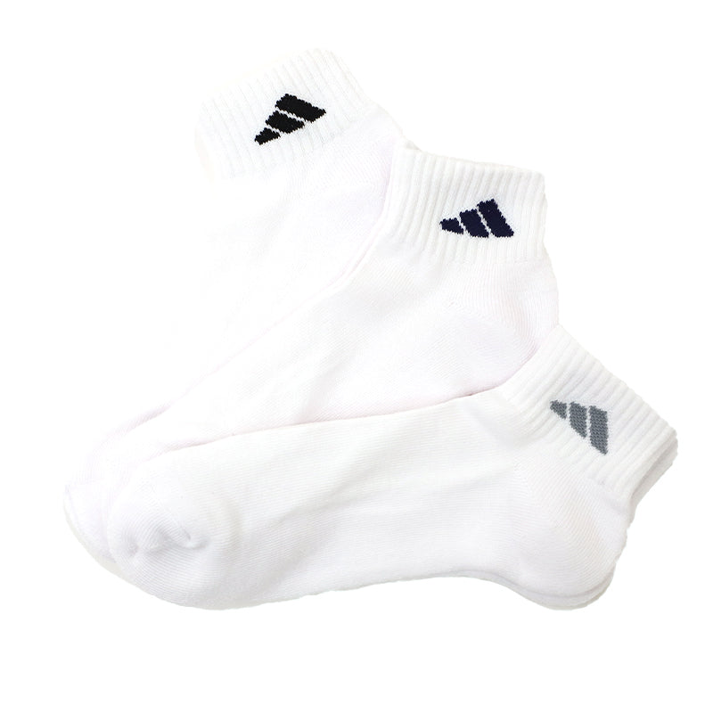 アディダス メンズ 底パイル ショート丈 ソックス 3足組 24-26cm～28-30cm adidas 靴下 ふわふわ クッション