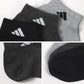 靴下 メンズ 男性 ショートソックス 3足組 adidas 24-26～28-30cm スニーカーソックス くつ下 ワンポイント 丈夫 スポーツソックス くるぶし丈 白 グレー 黒 くつした スクール アディダス
