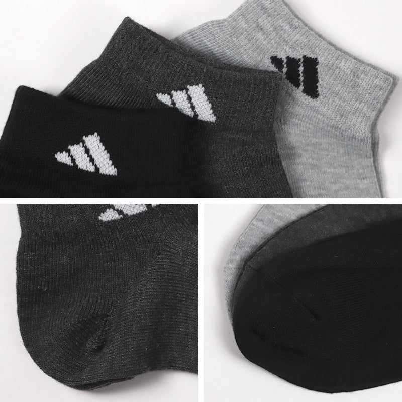 靴下 メンズ 男性 ショートソックス 3足組 adidas 24-26～28-30cm スニーカーソックス くつ下 ワンポイント 丈夫 スポーツソックス くるぶし丈 白 グレー 黒 くつした スクール アディダス