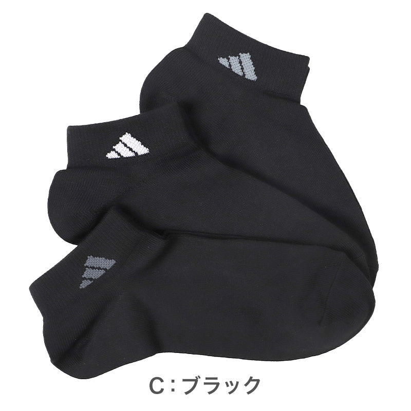 靴下 メンズ 男性 ショートソックス 3足組 adidas 24-26～28-30cm スニーカーソックス くつ下 ワンポイント 丈夫 スポーツソックス くるぶし丈 白 グレー 黒 くつした スクール アディダス