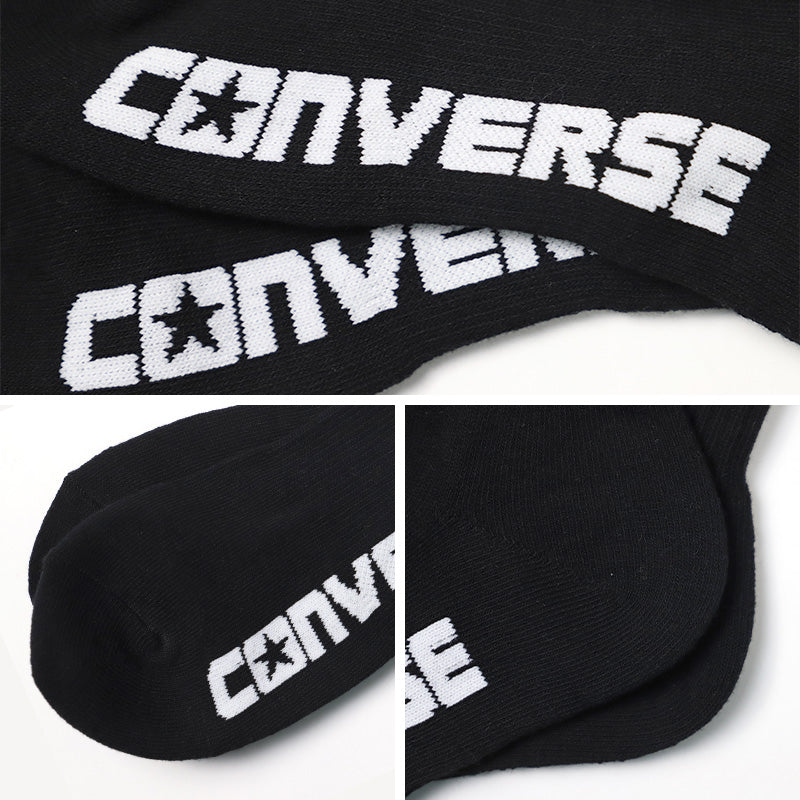コンバース メンズ 靴下 ショート丈 ソックス 足底パイル 25-27cm ショートソックス 黒 カジュアル シンプル 刺繍 CONVERSE ブランド 福助 男性 紳士 (在庫限り)