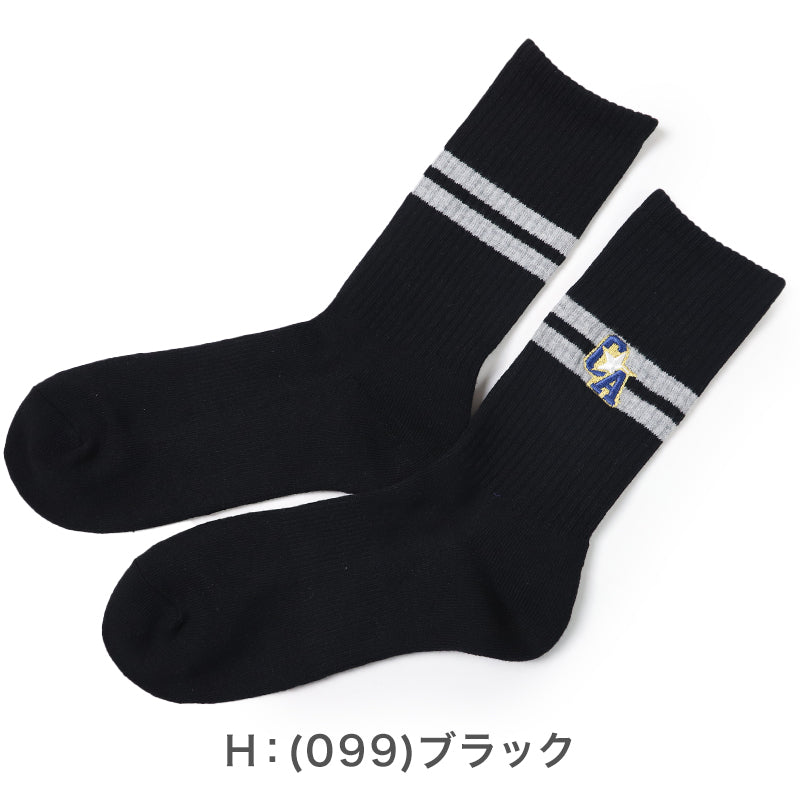 コンバース メンズ ソックス 靴下 足底パイル 黒 ブラック 25-27cm クルー丈 23cm丈 カジュアル シンプル 刺繍 CONVERSE ブランド 福助 男性 紳士