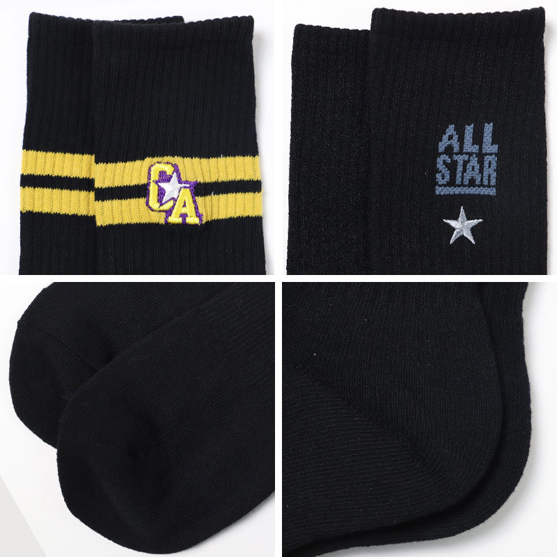 コンバース ソックス メンズ 靴下 足底パイル 黒 ブラック 25-27cm カジュアル シンプル 刺繍 CONVERSE ブランド 福助