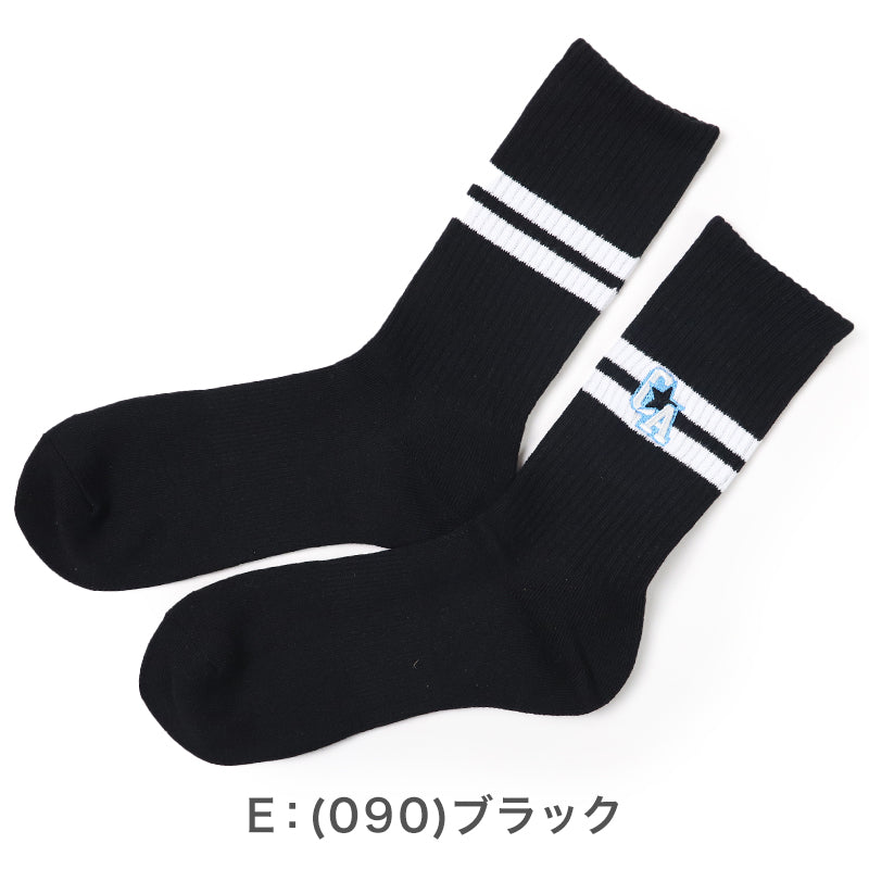 コンバース メンズ ソックス 靴下 足底パイル 黒 ブラック 25-27cm クルー丈 23cm丈 カジュアル シンプル 刺繍 CONVERSE ブランド 福助 男性 紳士