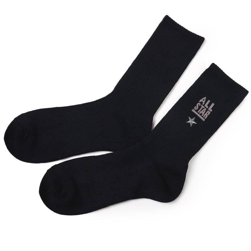 コンバース ソックス メンズ 靴下 足底パイル 黒 ブラック 25-27cm カジュアル シンプル 刺繍 CONVERSE ブランド 福助