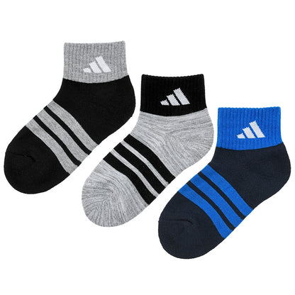 adidas ショート丈 靴下 キッズ ソックス 3足組 19-21cm～23-25cm カジュアル丈 アディダス ジュニア 子供 男の子 女の子 セット まとめ買い 福助