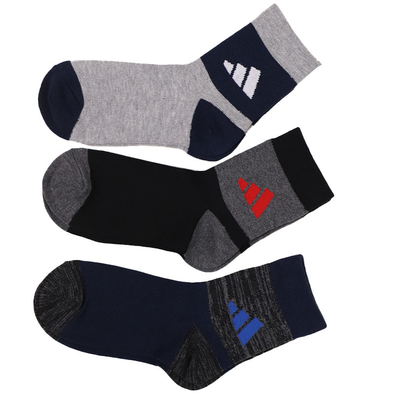 アディダス 靴下 暖かい カジュアル丈 ソックス 冬 厚手 adidas 3足組 19-21cm～23-25cm キッズ 福助 学校 学生 高校 中学校 足首厚地 温かい 暖か 黒 紺 丈夫
