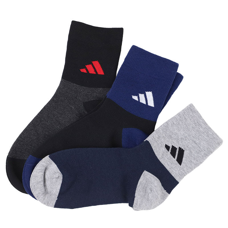 アディダス 靴下 暖かい カジュアル丈 ソックス 冬 厚手 adidas 3足組 19-21cm～23-25cm キッズ 福助 学校 学生 高校 中学校 足首厚地 温かい 暖か 黒 紺 丈夫