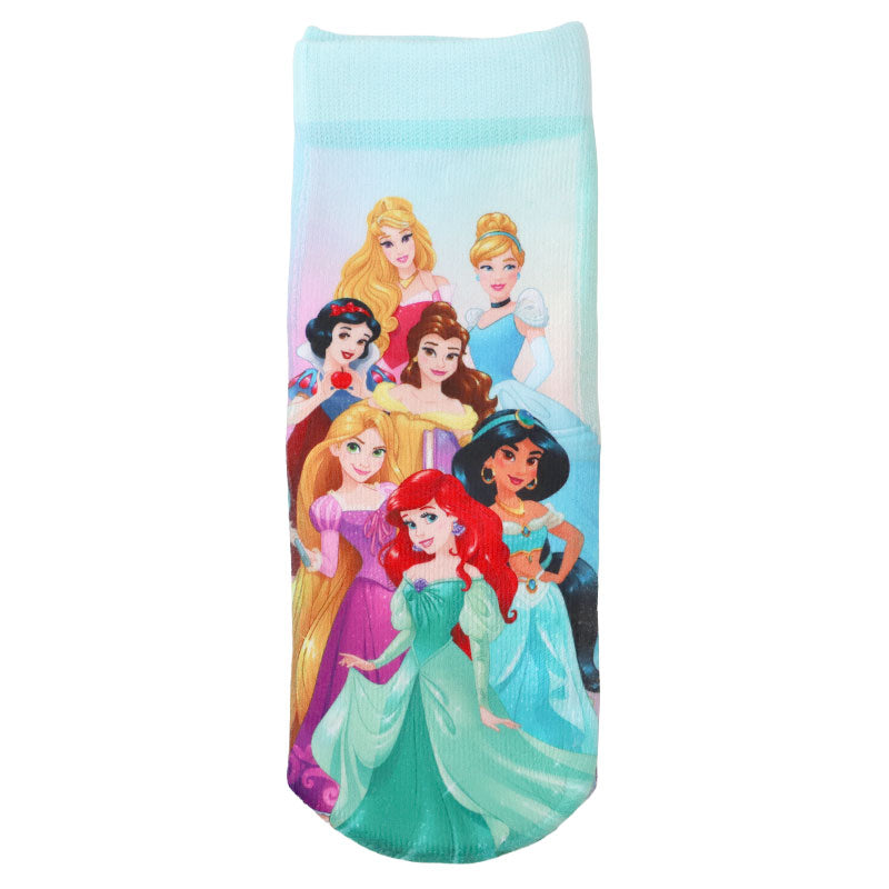 ディズニー プリンセス ソックス キッズ 靴下 子供 女の子 フロントクルー丈 13-19cm 子ども くつ下 Disney エルサ ラプンツェル アリエル ジャスミン 福助