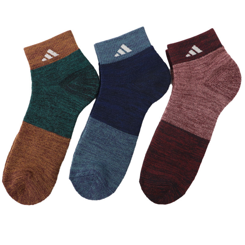 アディダス メンズ 総パイル ショート丈 ソックス 3足組 24-26cm・26-28cm adidas 靴下 裏起毛 暖かい ふわふわ 冷え 防寒