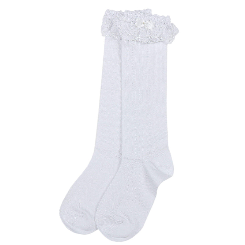 キッズ靴下 ハイソックス レース リボン パール 13-15～19-21cm 女の子 靴下 フォーマル レース付き ソックス リトルシュガー