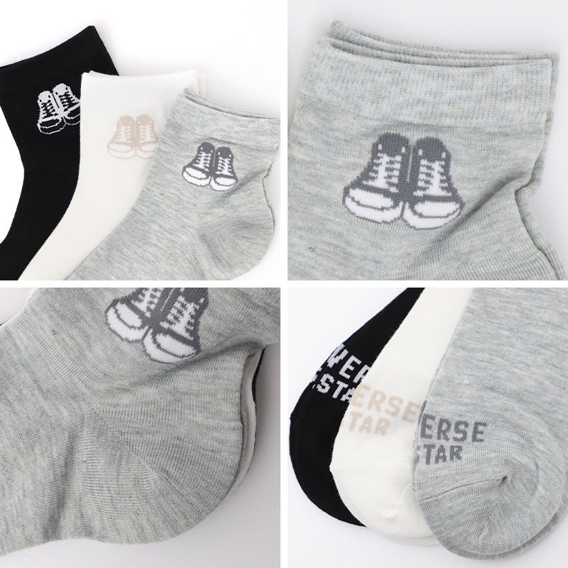 CONVERSE 靴下 レディース 3足組 接触冷感 ショートソックス スニーカーソックス スニーカー丈 ソックス ブランド靴下 レディースソックス 冷感ソックス 23-25cm カジュアルソックス 夏靴下 スポーツソックス 通勤 通学 スニーカー 靴下 福助