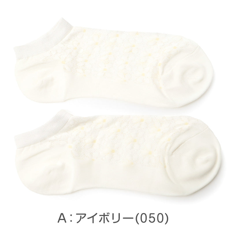 レディース 靴下 涼感ソックス 冷感ソックス  スニーカーソックス 透かし柄 メッシュソックス 夏用 涼しい ひんやり 蒸れにくい 23-24cm フクスケ 靴下 婦人 スニーカー丈 くるぶしソックス おしゃれ かわいい