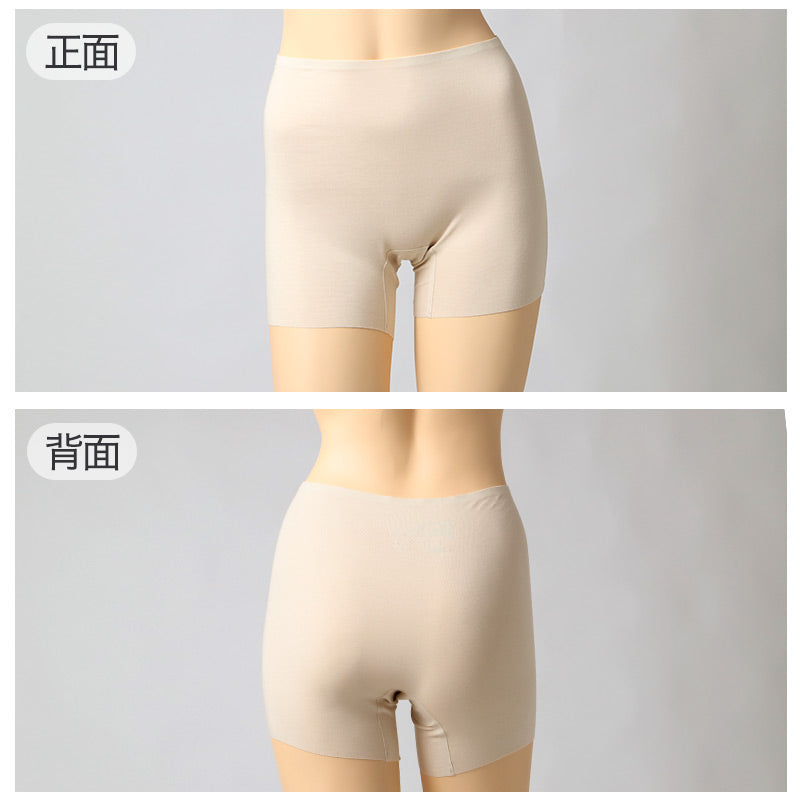福助 美涼活 レディース ショーツ 二分丈 ボトム インナー 接触冷感 吸水速乾 M～LL 汗対策 シームレス ひびきにくい シルク入り マチ 綿混 レーヨン 夏用 下着 パンツ 肌着 冷感 涼しい 蒸れにくい 無地 婦人 女性 黒 ベージュ 紺 グレー