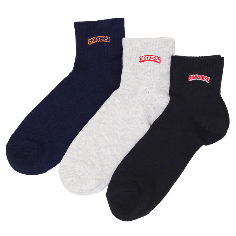 CONVERSE コンバース 靴下 メンズ ショートソックス 3足組 綿混 つま先かかと補強 25-27cm 甲メッシュ ショート丈 スニーカーソックス 紳士 男性 中学生 高校生 大人 学生 社会人 スポーツ 通勤 通学 部活 普段使い 洗い替え まとめ買い くつ下