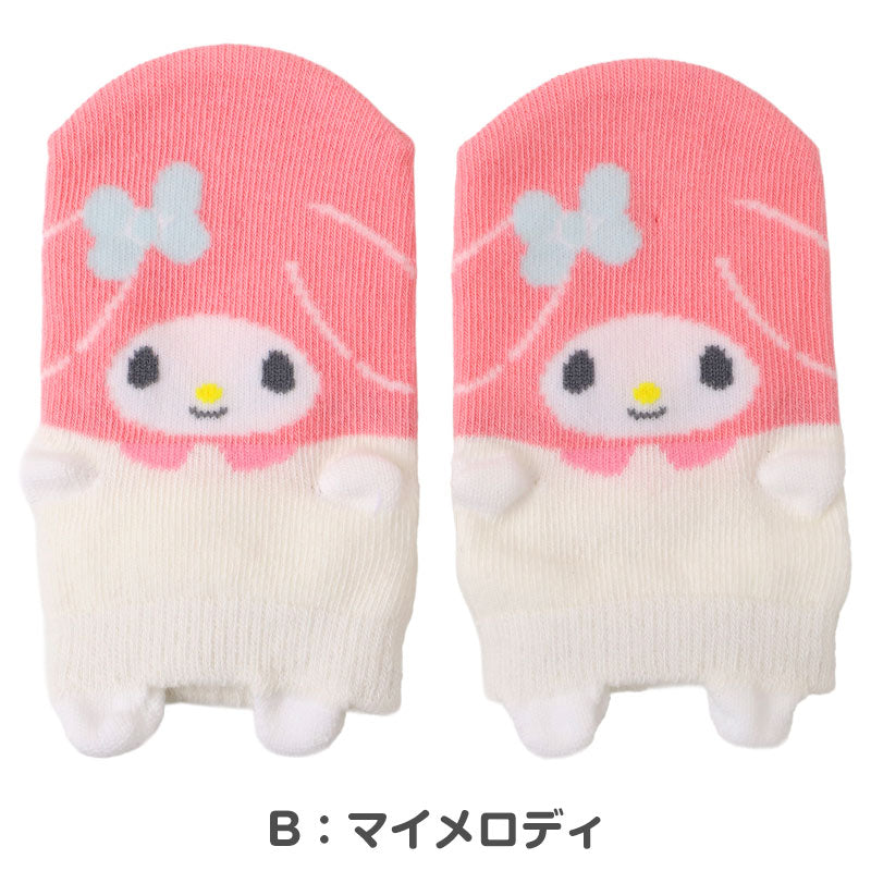 綿 ベビー靴下 すべり止め付き スニーカー丈 サンリオ パペットソックス 9cm ～ 14cm キャラクターソックス ハローキティ マイメロディ クロミちゃん ハンギョドン 赤ちゃん靴下 子供靴下 キッズソックス 男女兼用 ベビーソックス 出産祝い ギフト