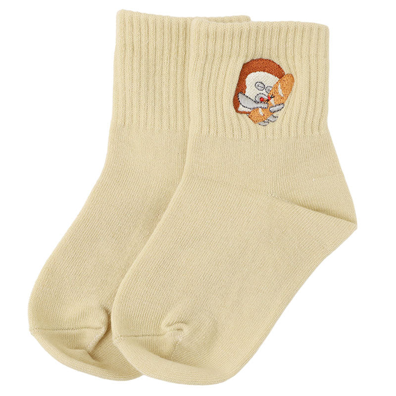 キッズソックス おなまえスペース付き ショートクルー丈 子供靴下 パンどろぼう 13-19cm 福助 男女兼用 通園 通学 子ども用ソックス 子供靴下 キッズ靴下 ショートクルー丈 通園用 通学用 おなまえスペース キッズ靴下 通園 通学