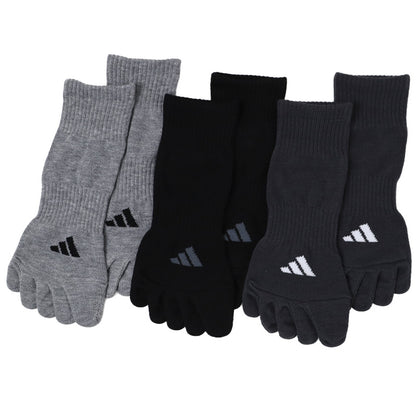 adidas アディダス メンズ 5本指ソックス 3足組 ショート丈 破れにくい 耐久性10倍 24 25 26 27 28 cm 靴下 五本指ソックス 5本指靴下 スポーツソックス 土踏まずサポート つま先かかと補強 丈夫 高耐久 紳士 スニーカーソックス 通学 部活 運動