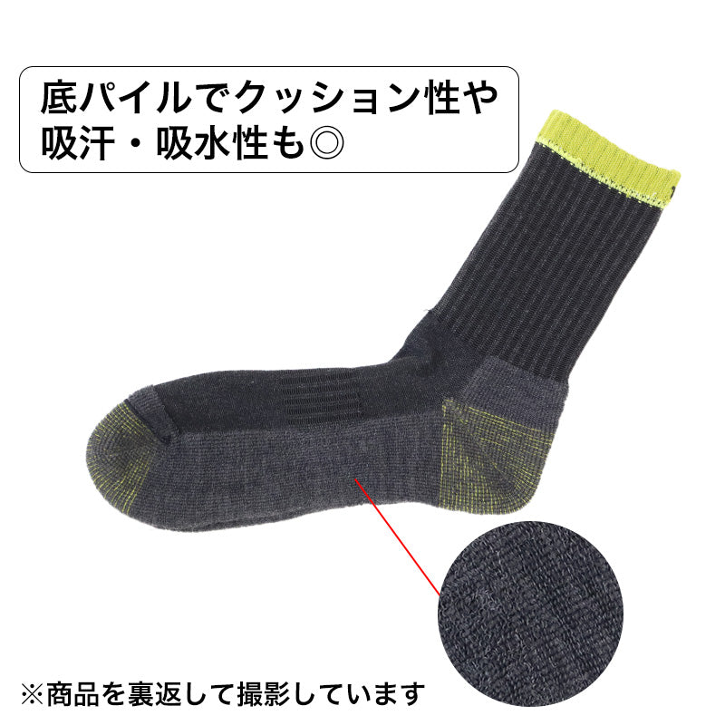 メンズ 靴下 高耐久 高強度 3足組 底パイル ミドル丈 ワークソックス 25-27cm ワーキングソックス 丈夫 耐摩耗 つま先 かかと 摩耗に強い 作業用 仕事用 作業靴下 メンズソックス 紳士靴下 男性用 綿混 福助 まとめ買い 靴下セット 普段使い