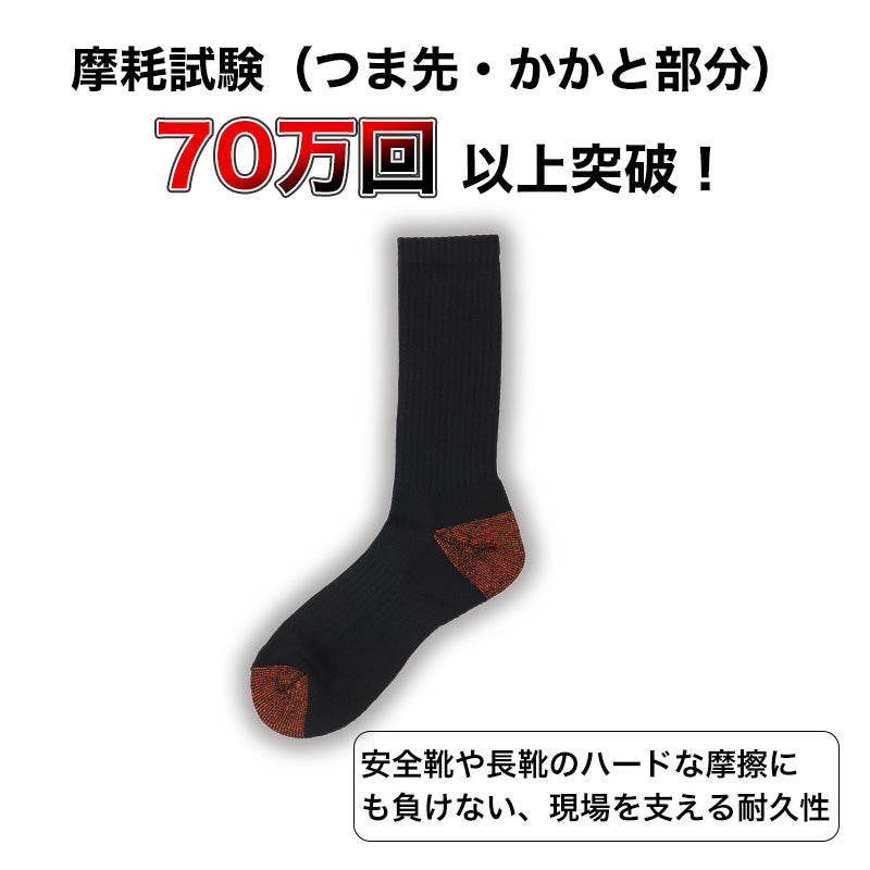メンズ 靴下 高耐久 高強度 クルー丈 3足組 底パイル ワークソックス 25-27cm ワーキングソックス 丈夫 耐摩耗 つま先 かかと 摩耗に強い 作業用 仕事用 作業靴下 紳士靴下 男性用 綿混 福助 まとめ買い 靴下セット 普段使い デイリー 現場 作業