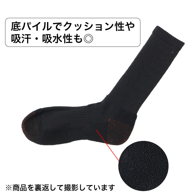 メンズ 靴下 高耐久 高強度 クルー丈 3足組 底パイル ワークソックス 25-27cm ワーキングソックス 丈夫 耐摩耗 つま先 かかと 摩耗に強い 作業用 仕事用 作業靴下 紳士靴下 男性用 綿混 福助 まとめ買い 靴下セット 普段使い デイリー 現場 作業