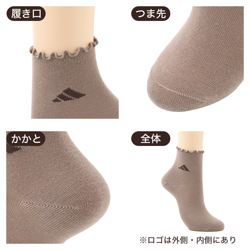 adidas アディダス レディース ソックス 3足組 靴下 綿混 ショート丈 23-25cm 履き口メロー メローソックス 婦人 女性用 くつ下 3足セット まとめ買い 洗い替え スポーツ カジュアル スニーカー おしゃれ かわいい デイリー 普段使い 通勤 通学