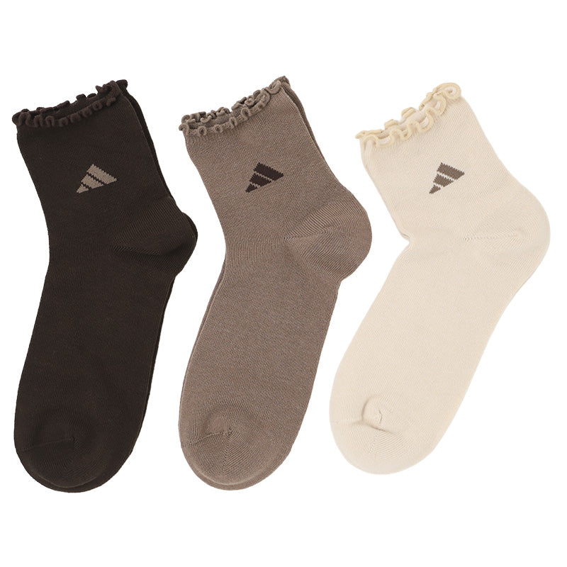 adidas アディダス レディース ソックス 3足組 靴下 綿混 ショート丈 23-25cm 履き口メロー メローソックス 婦人 女性用 くつ下 3足セット まとめ買い 洗い替え スポーツ カジュアル スニーカー おしゃれ かわいい デイリー 普段使い 通勤 通学