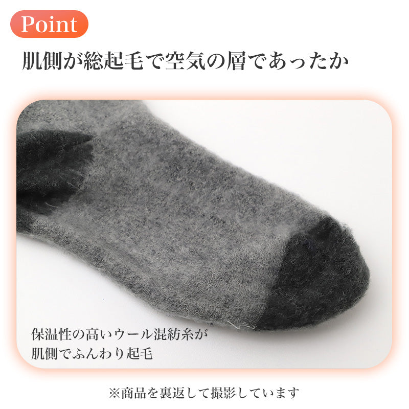 ウール混 レディース 靴下 裏起毛 あったか ソックス 温活 防寒 薄手 22-24cm ショート丈 薄地パイル起毛 履き口ゆったり つま先ゴロつきにくい 靴が窮屈になりにくい バイカラー 婦人 秋冬 冬 通勤 通学 お出かけ ルームソックス 満足 福助