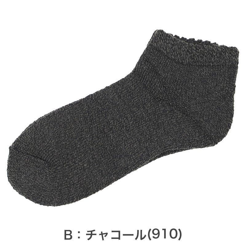 メンズ 靴下 あったか ソックス スニーカー丈 発熱糸 温熱ファイバー パイル構造 25-27cm 保温 総パイル もこもこ タオルタッチ 履き口ゆったり 冬 冬用 防寒 冷え対策 暖かい 紳士 男性 福助 湯たんぽ心地 美温活 厚手 防寒靴下 ルームソックス