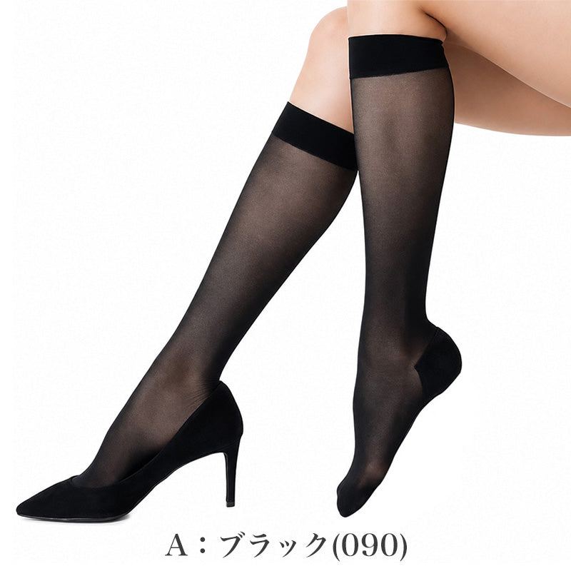 レディース ハイソックス 綿混 発熱 あったか ストッキングソックス 素肌感 22-25cm 靴下 ストッキング風 足底メッシュ つま先 かかと 消臭加工 ムレにくい 秋冬 防寒 ひざ下丈 無地 通勤 オフィス 仕事用 パンプス 靴下感覚 福助 満足 まるで素足