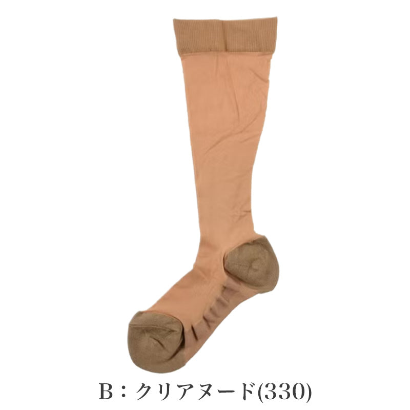 発熱加工 あったか レディース ハイソックス まるで素足な靴下 22-25cm ストッキングソックス つま先かかと暖か 保温 ファンデ効果 満足 福助 靴下 ソックス 婦人 女性 冷え対策 冬 防寒 通勤 オフィス きれい見え 薄手 レッグ部分ストッキング生地