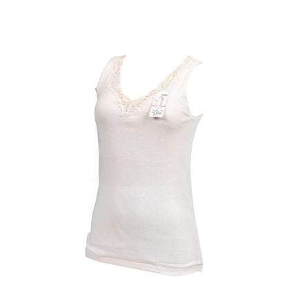 福助 タンクトップ 綿100% 肌着 レディース M～LL 下着 シャツ 綿 ノースリーブ インナー レース 日本製 保湿 (在庫限り)