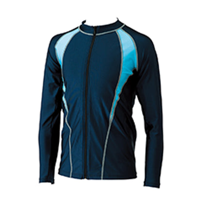 ラッシュガード スクール水着 男の子 女の子 ジェンダーレス プール学習 小学生 中学生 ファスナー UPF50+ ＵＶカット 120cm～5L (スイミング 子ども ジュニア スイムウェア 水泳 学校 授業 海水浴 マリンスポーツ 120 130 140 150 S M L LL 3L 4L 5L)