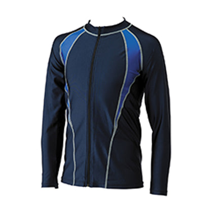 ラッシュガード スクール水着 男の子 女の子 ジェンダーレス プール学習 小学生 中学生 ファスナー UPF50+ ＵＶカット 120cm～5L (スイミング 子ども ジュニア スイムウェア 水泳 学校 授業 海水浴 マリンスポーツ 120 130 140 150 S M L LL 3L 4L 5L)