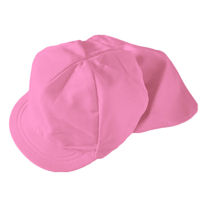 紅白帽子 日よけつき 男の子 女の子 あごゴム付き 赤白 体操帽 フラップ シェード キャップ 紫外線対策 定番 運動会 体育祭 ポリエステル フットマーク 赤 青 紫 緑 ピンク 黄色 フリーサイズ(57～60cm) 六方型 キッズ 小学生 通学 UV対策 熱中症対策 遠足