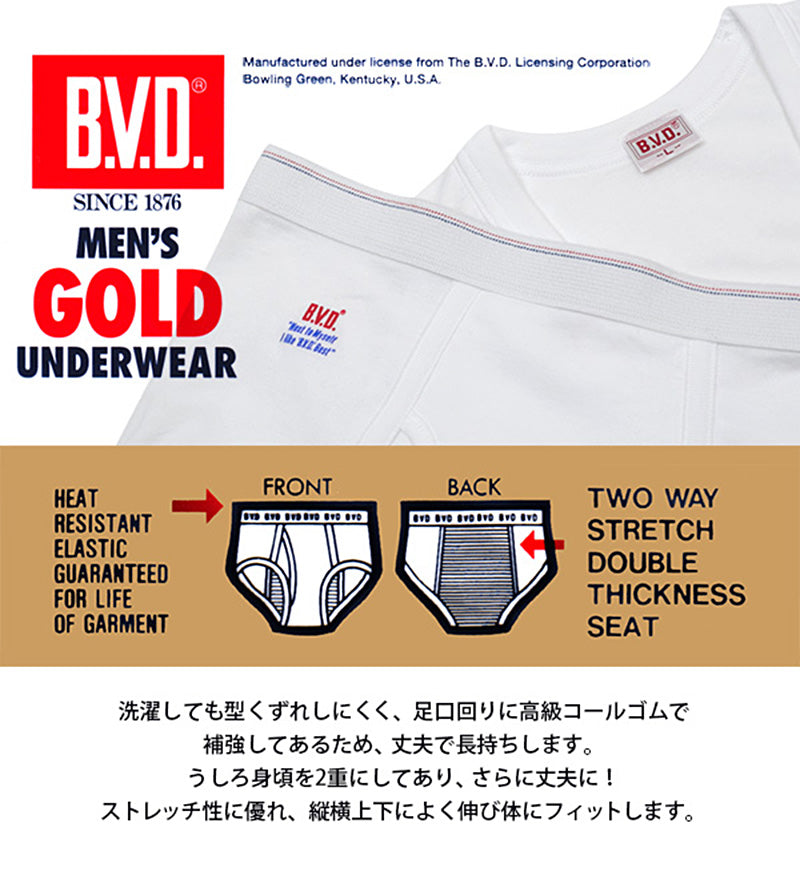 BVD メンズブリーフ 綿100% S～L (コットン 前開き 下着 肌着 インナー 男性 紳士 パンツ ボトムス 白 ホワイト S M L)