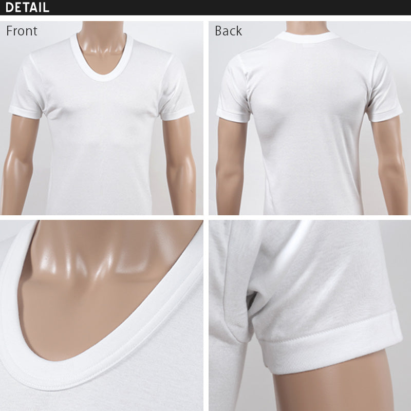 BVD　半袖 U首 Tシャツ メンズ インナー 下着 綿100 白 4枚セット S M L 大きいサイズ 快適 薄手 通気性 肌着 白シャツ スクール シャツイン 重ね着用 ブランド インナーウェア セット お得 着心地良い ギフト プレゼント 父の日 敬老の日