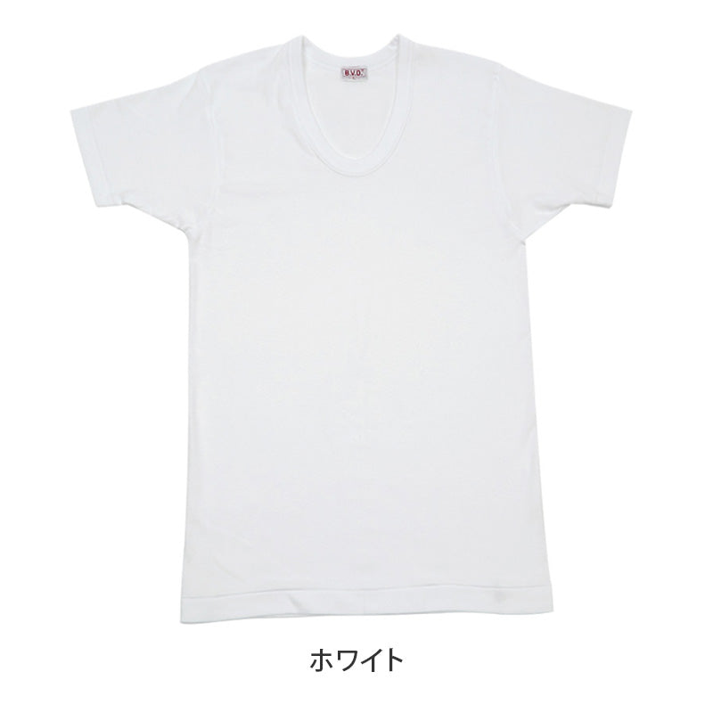 BVD　半袖 U首 Tシャツ メンズ インナー 下着 綿100 白 4枚セット S M L 大きいサイズ 快適 薄手 通気性 肌着 白シャツ スクール シャツイン 重ね着用 ブランド インナーウェア セット お得 着心地良い ギフト プレゼント 父の日 敬老の日