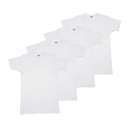BVD　半袖 U首 Tシャツ メンズ インナー 下着 綿100 白 4枚セット S M L 大きいサイズ 快適 薄手 通気性 肌着 白シャツ スクール シャツイン 重ね着用 ブランド インナーウェア セット お得 着心地良い ギフト プレゼント 父の日 敬老の日
