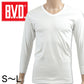 BVD メンズ 長袖U首シャツ 綿100％ S～L (8分袖 コットン Uネック インナー 下着 男性 紳士 白 ホワイト S M L)